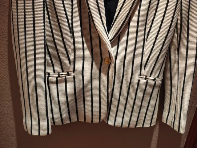 Americana Mango rayas blanco y negro