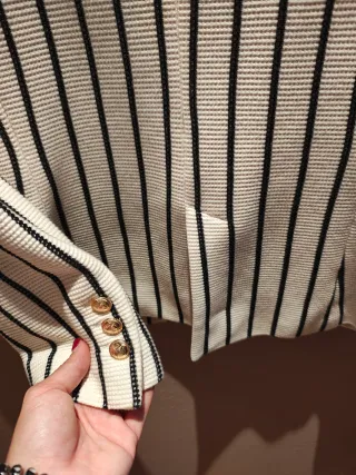 Americana Mango rayas blanco y negro