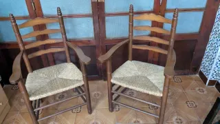 Pack 2 butacas rústicas madera nogal