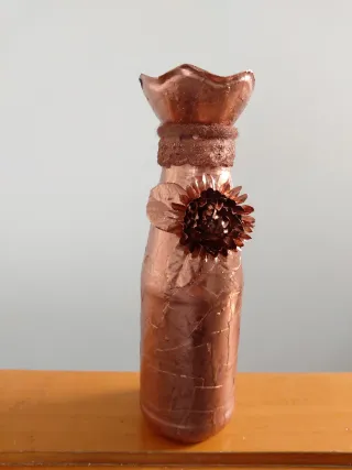 Bottiglia decorata artigianale color rame