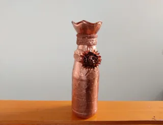 Bottiglia decorata artigianale color rame