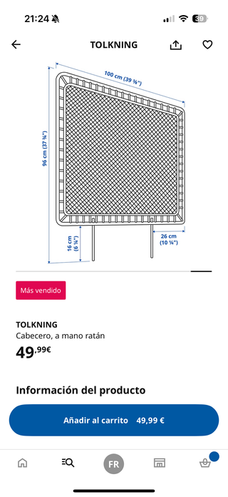 2 Cabecero de cama TOLKNING Ikea Ratán