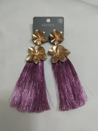 Pendientes Parfois flor dorado y lila
