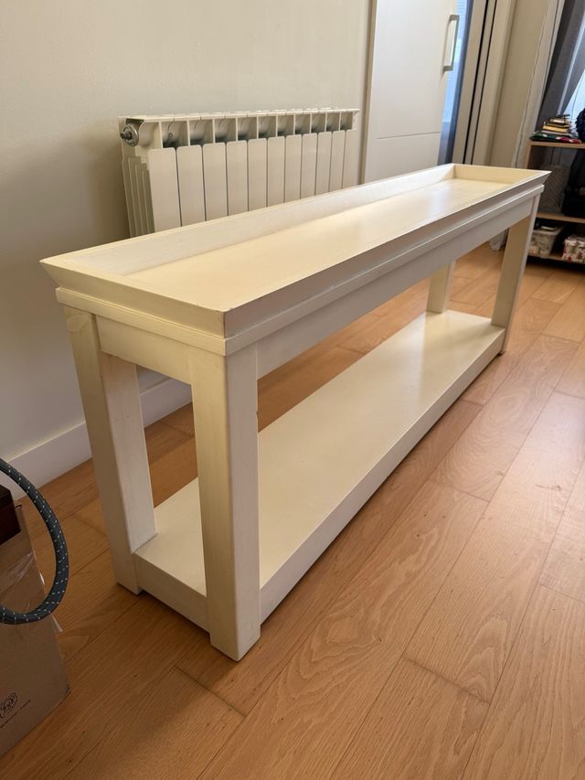 Mesa consola madera maciza beige - blanco