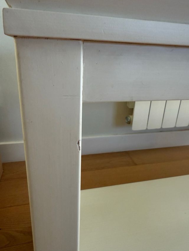 Mesa consola madera maciza beige - blanco