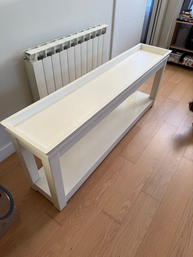 Mesa consola madera maciza beige - blanco