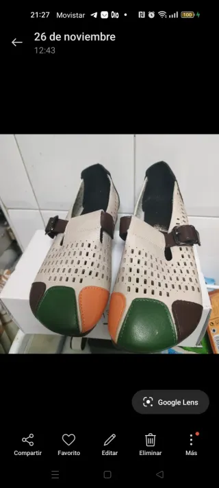 Zapatos planos mujer beige, marrón, verde, naranja