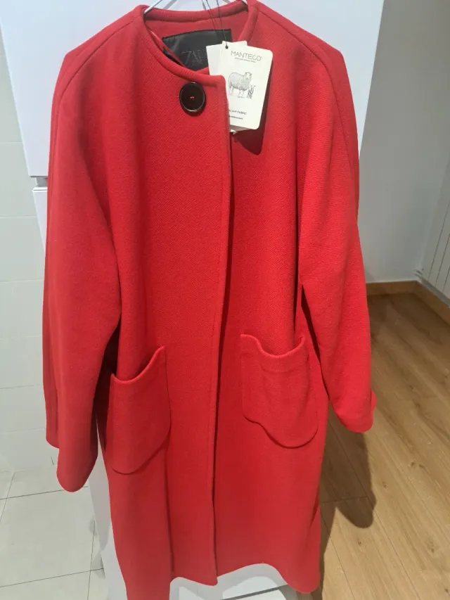 Abrigo Zara Lana Manteco Talla XS oversized ML