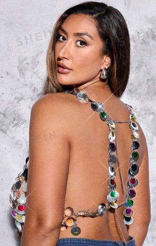 Top lentejuelas plateadas