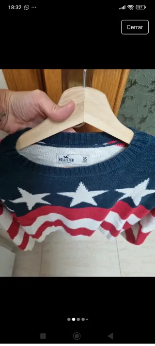 Jersey Hollister Lana talla S Bandera EEUU