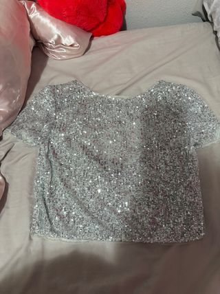 Camiseta lentejuelas plateada