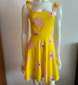 Vestido ZARA amarillo flores rosa