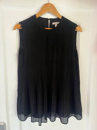 Blusa H&M Negra Plisada Sin Mangas
