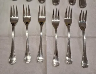 Juego cubiertos postre metal plateado