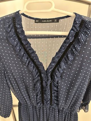Vestido azul corto lunares Zara