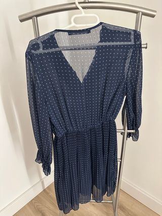 Vestido azul corto lunares Zara