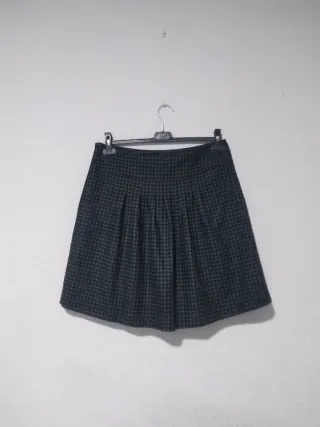 Falda Hallhuber cuadros gris y negro