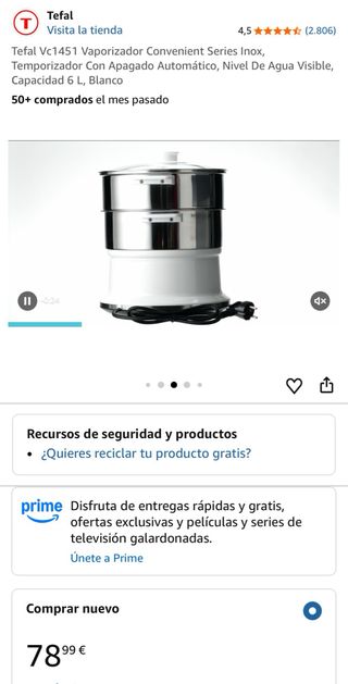 Vaporera Tefal Conveniente Series Nueva