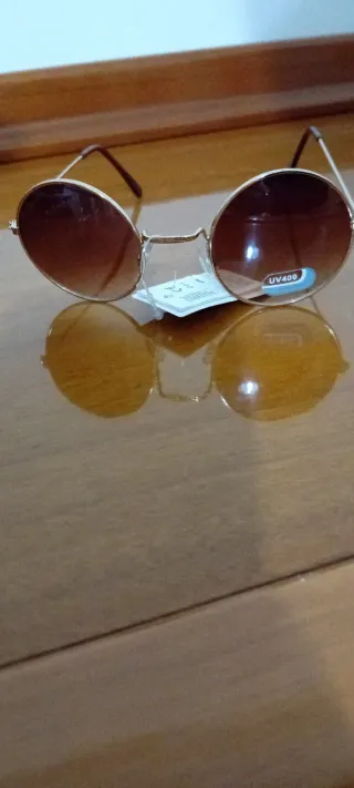 Occhiali da sole rotondi oro e marrone