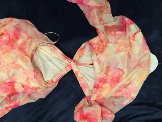 Vestido largo floral rosa y amarillo