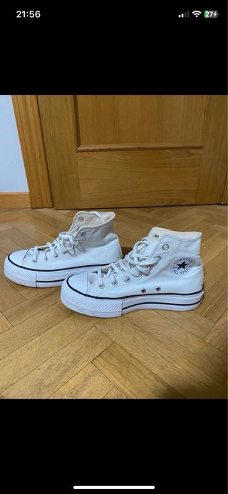 Converse Blancas Plataforma Casi Nuevas