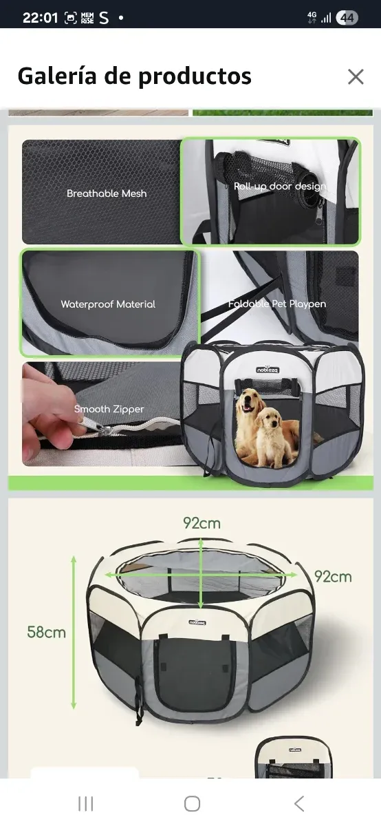 Parque Plegable Nobleza para Perros Beige/Gris