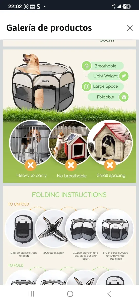 Parque Plegable Nobleza para Perros Beige/Gris