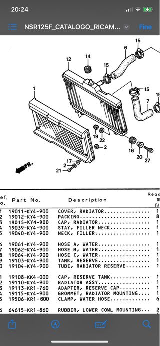 Griglia Radiatore Honda NSR 125 F JC20