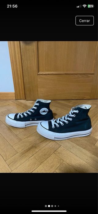 Converse negras plataforma poco usadas