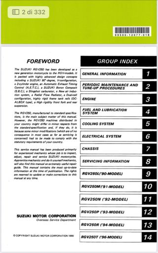Manuale Officina Suzuki RGV 250 Inglese