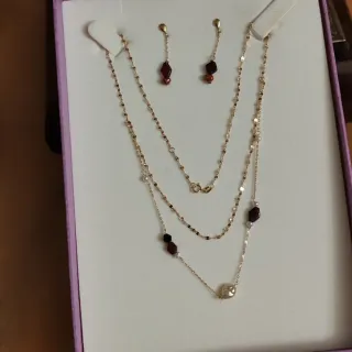 Collana e orecchini oro 750 con zaffiri e rubini