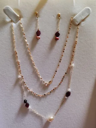 Collana e orecchini oro 750 con zaffiri e rubini