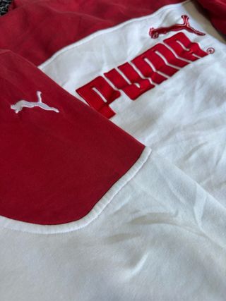 Chaqueta Bomber Puma Roja y Blanca, retro Vintage