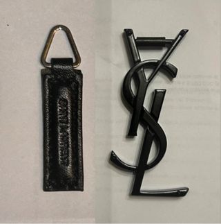 Saint Laurent YSL Logo e tiralampo in pelle nera