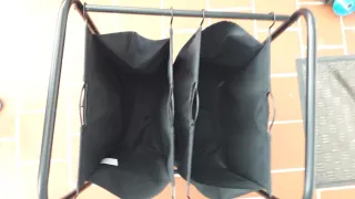 Cesto Ropa Sucia Doble Metal y Tela Negro