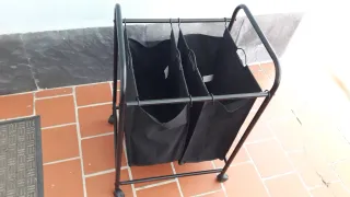 Cesto Ropa Sucia Doble Metal y Tela Negro