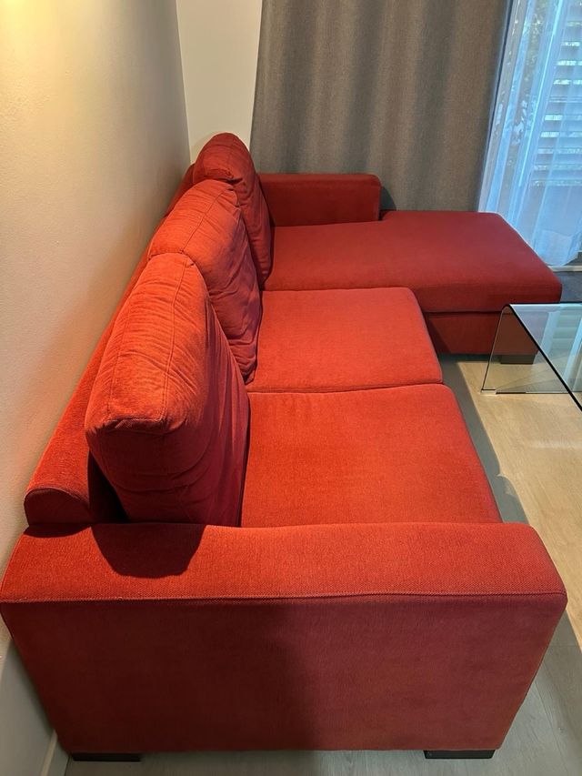 Sofá Chaise Longue Rojo 2 Plazas