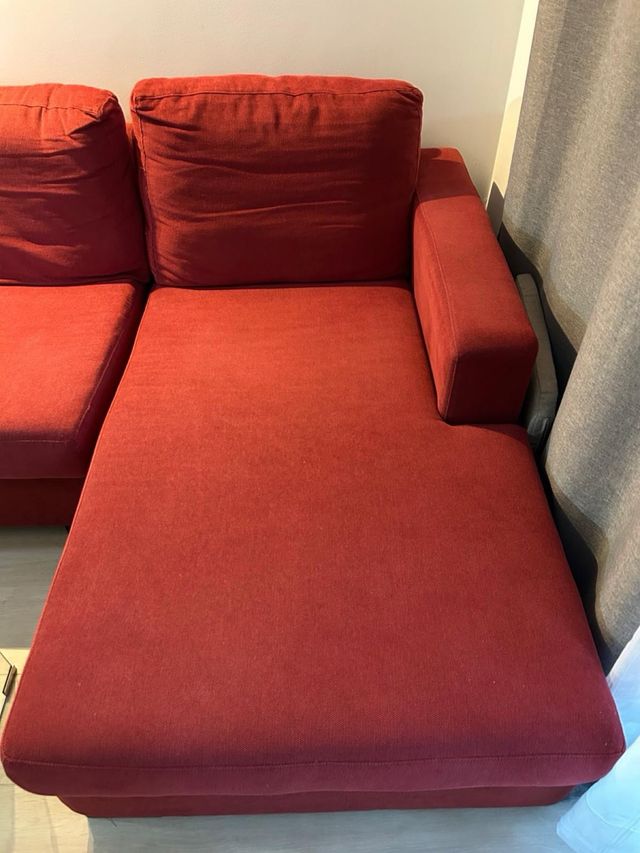 Sofá Chaise Longue Rojo 2 Plazas