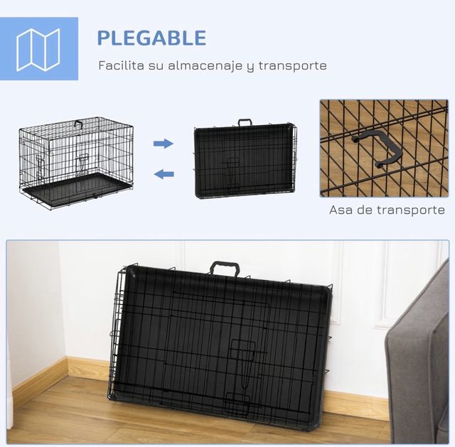 Gabbia per cani pieghevole nera