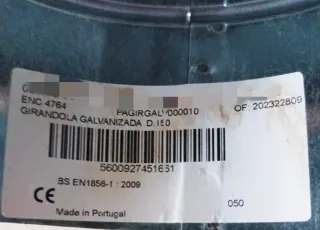 Sombrerete giratorio metálico galvanizado D.150