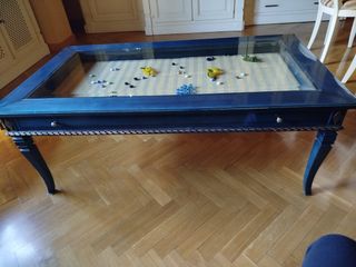 Tavolo da centro in legno massello blu