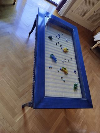 Tavolo da centro in legno massello blu