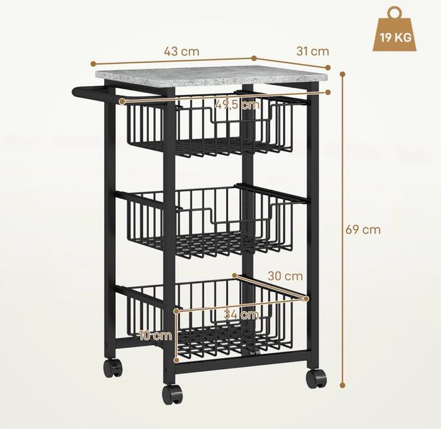 Carrello per verdura con ruote