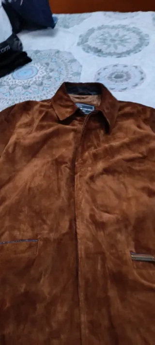 Chaqueta de piel hombre marrón