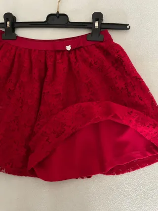 Set 2 gonne bambina pizzo rosse e bianche