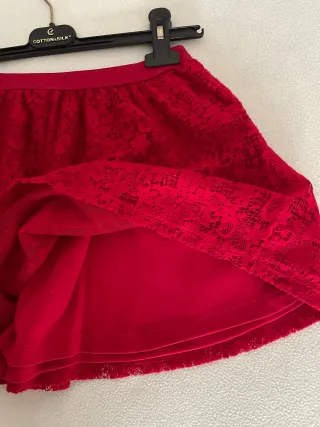 Set 2 gonne bambina pizzo rosse e bianche