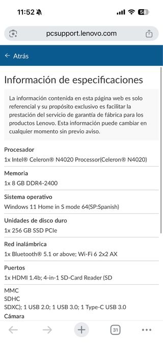Portátil Lenovo AldeaPad 1 15|GL7 Nuevo