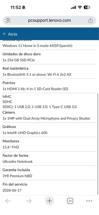 Portátil Lenovo AldeaPad 1 15|GL7 Nuevo