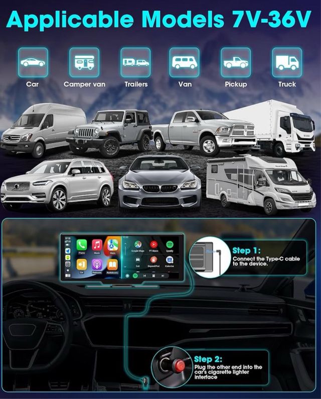 Autoradio 10” Wireless Carplay Android +Telecamera