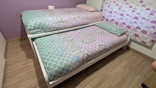 Cama Nido Juvenil cajones blanco roble + colchones